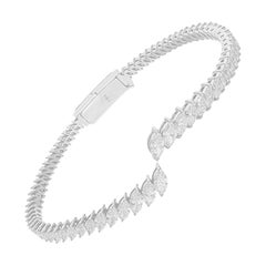 18K White Gold Marquise Diamond Cuff Bracelets 4.87 Ct Natural SI1-SI2 Luxury