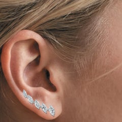 18K White Gold Marquise Diamond Earcuff Earrings, 3.28 ct by Pradera