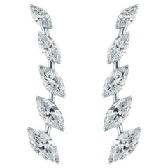 18K White Gold Marquise Diamond Earcuff Earrings, 3.28 ct by Pradera