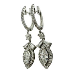 18K White Gold Marquise Diamond Earrings