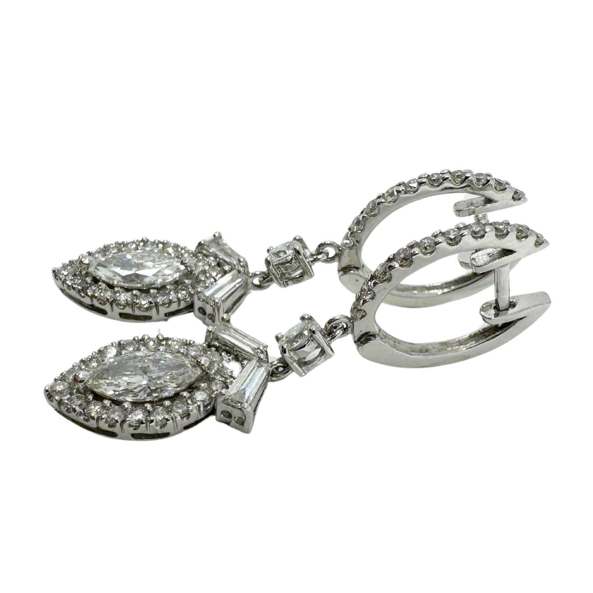Taglio marquise Orecchini con diamanti marquise in oro bianco 18 carati in vendita