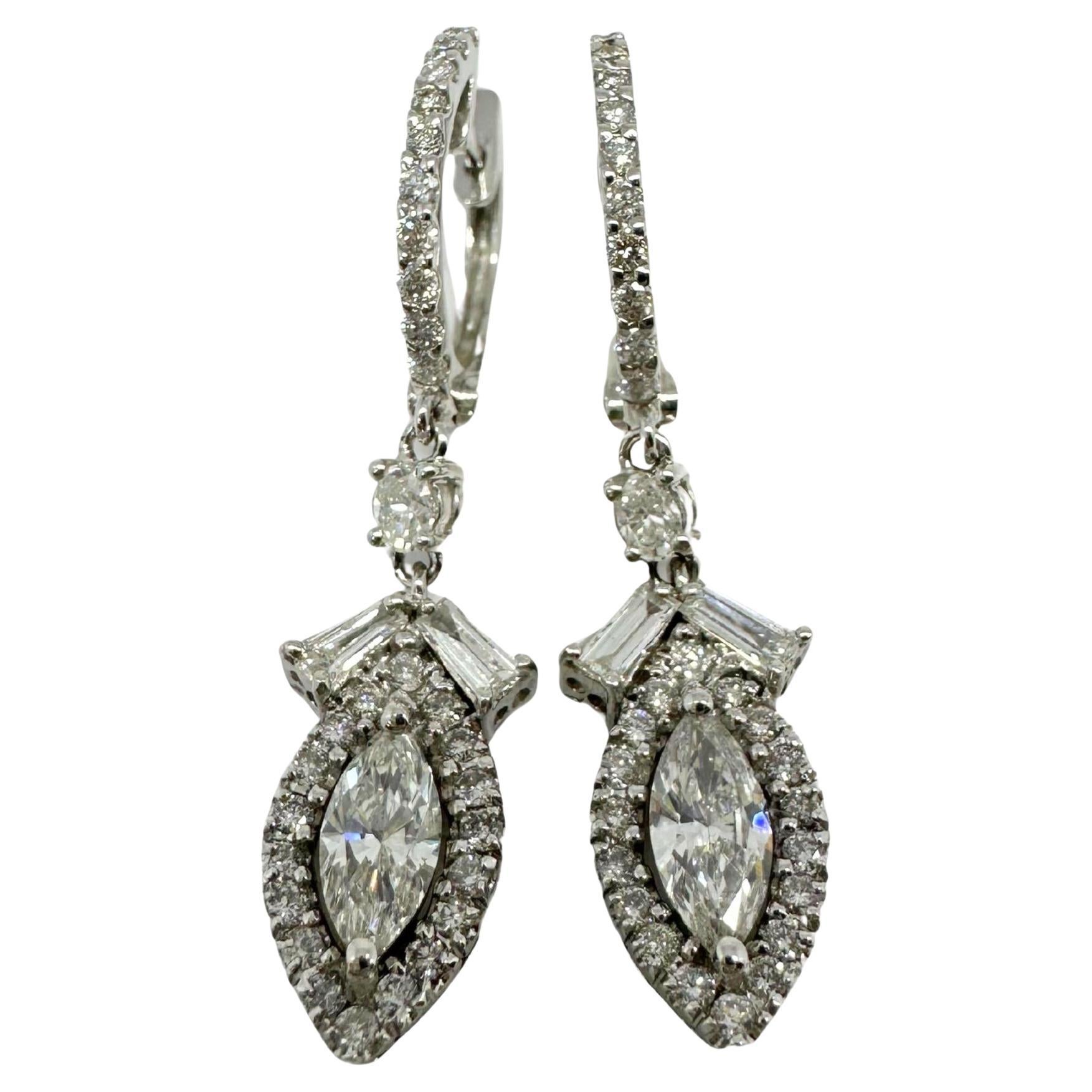 18K White Gold Marquise Diamond Earrings