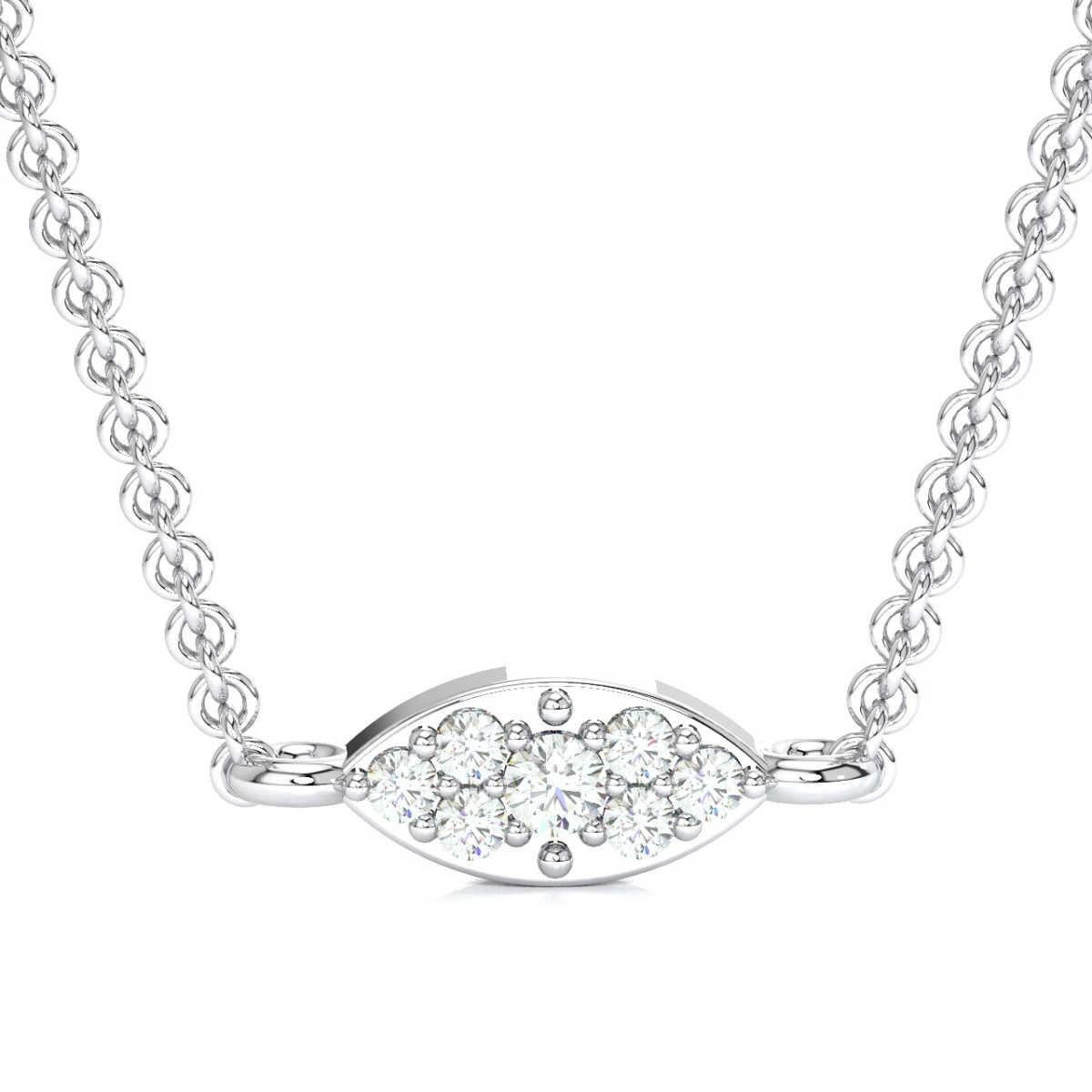 Round Cut 18 Karat White Gold Marquise Diamond Necklace '1/3 Carat' For Sale