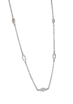 18K White Gold Marquise Diamond Necklace