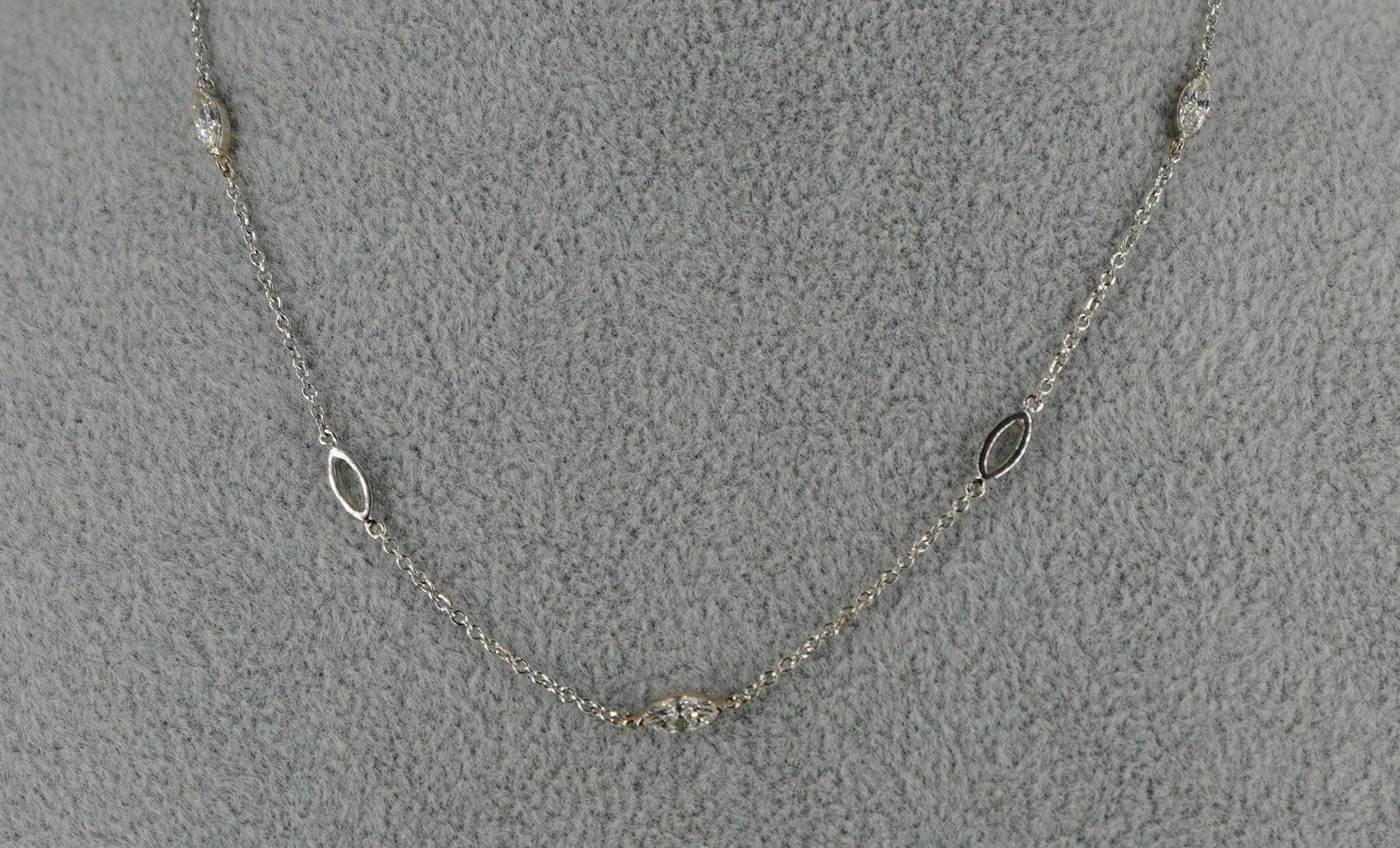 Collana con diamanti marquise in oro bianco 18K In condizioni Nuovo in vendita a New York, NY