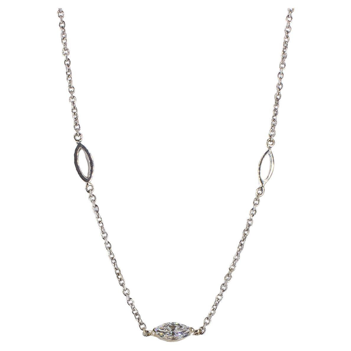 18 Karat Weißgold Marquise-Diamant-Halskette