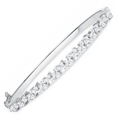 18k White Gold Marquise Diamond Solid Bangle  Combined with Round Diamonds