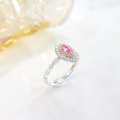 18K White Gold Marquise Pink Diamond Ring with Diamonds