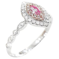 Anillo de Diamante Rosa Marquesa de Oro Blanco de 18 K con Diamantes