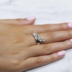 18 Karat White Gold Marquise Waterfall Diamond Fashion Cocktail Ring .69 Carat