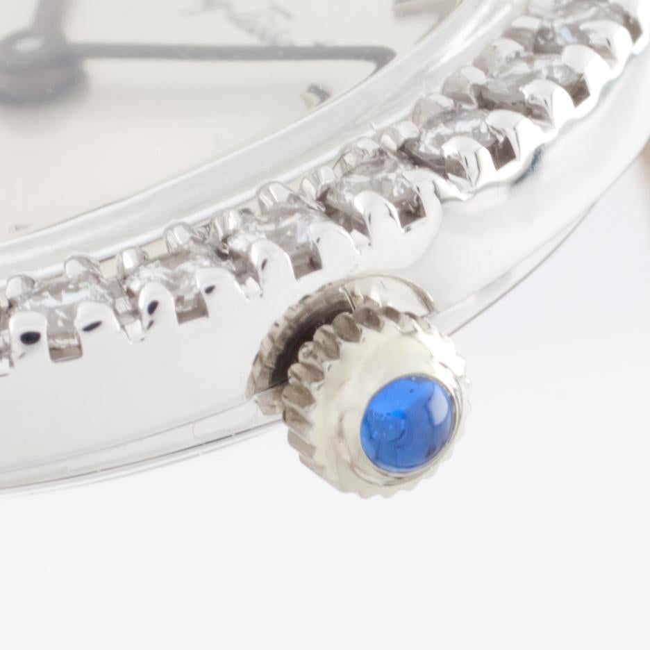 18 Karat Gold Mathey-Tissot Handaufzug Uhr mit Diamant-Lünette & Lederband im Zustand „Gut“ in Sherman Oaks, CA