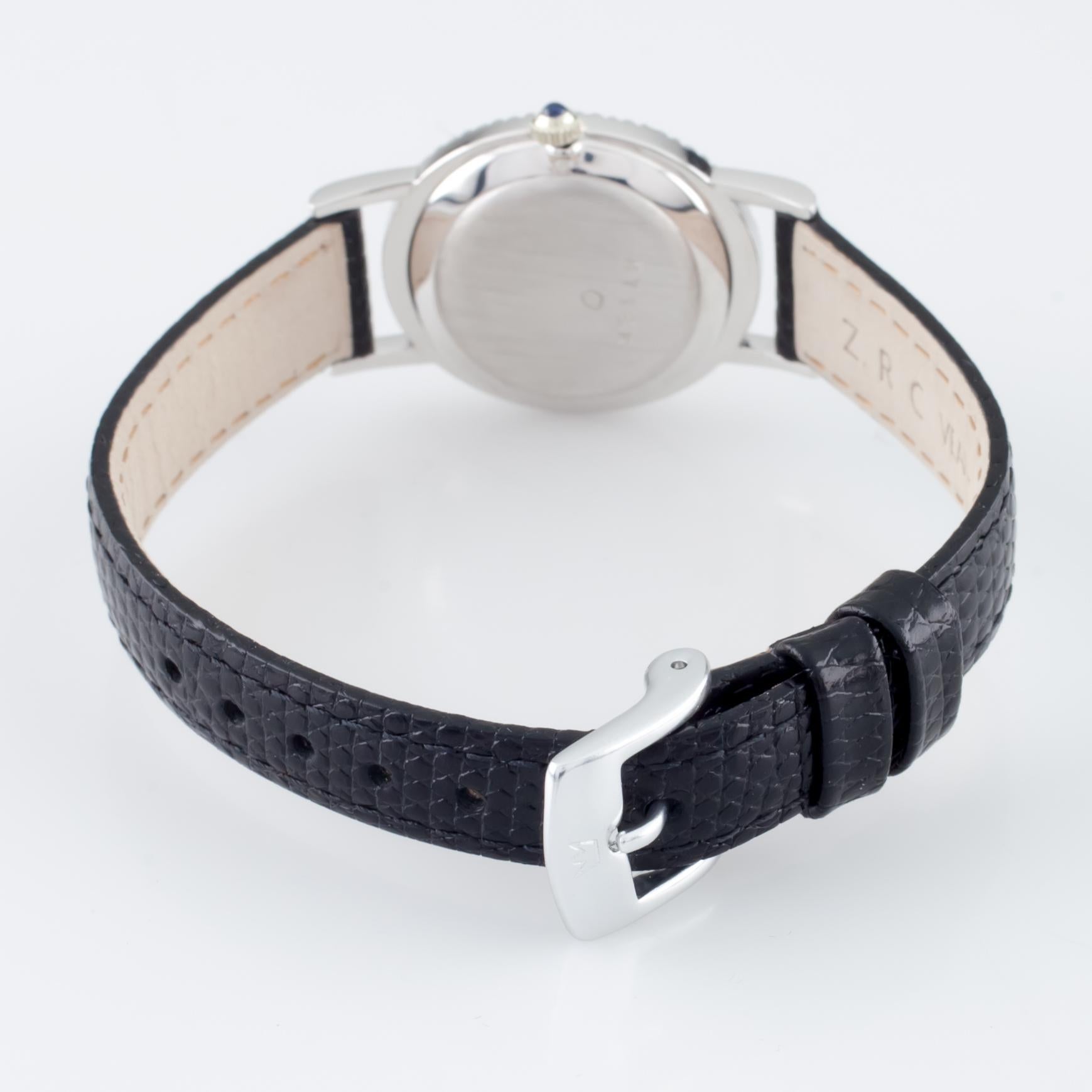 18 Karat Gold Mathey-Tissot Handaufzug Uhr mit Diamant-Lünette & Lederband Damen