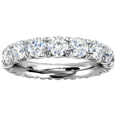 Bague d'éternité Mia française en or blanc 18 carats avec pavé de diamants 3 carats Tw'