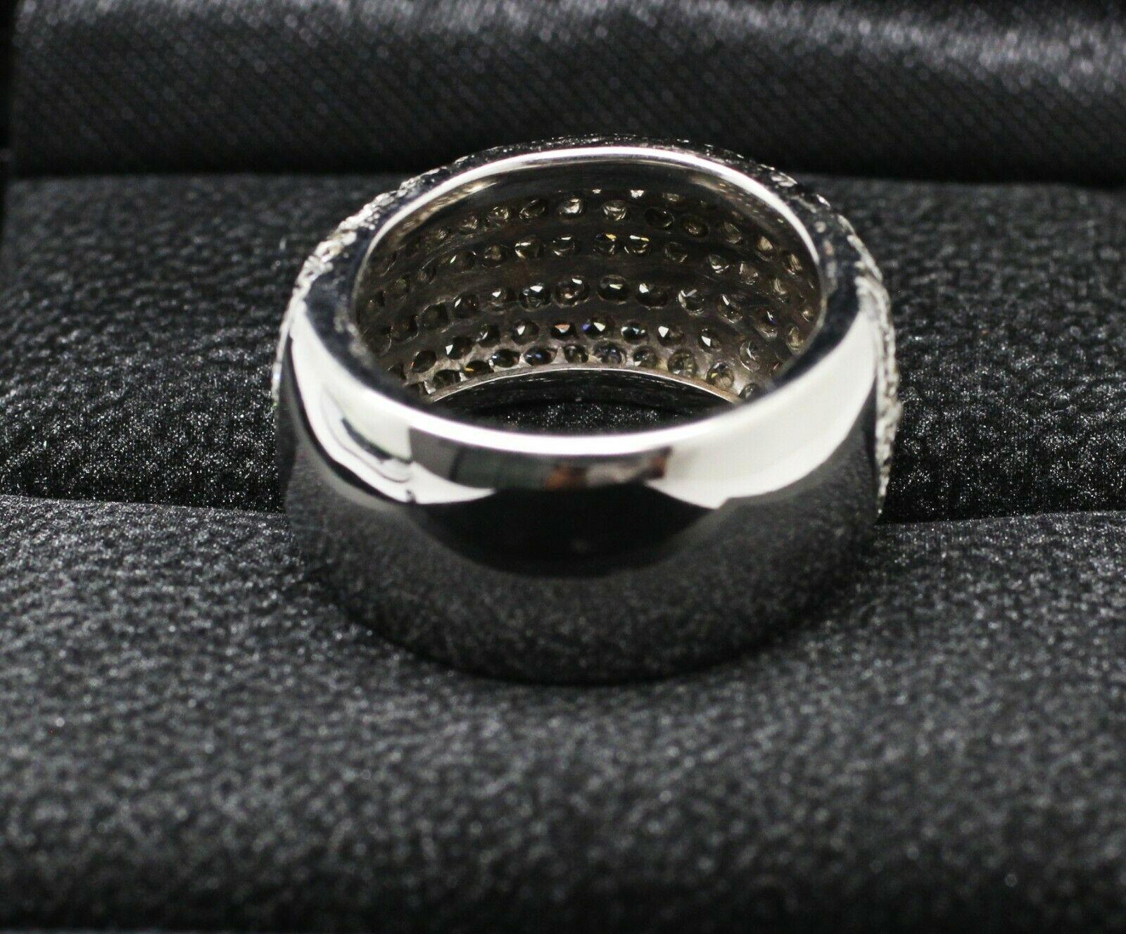 Contemporary 18 Karat White Gold Micropave' Diamond Ring