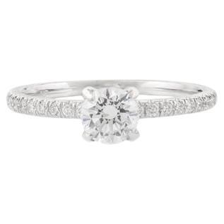 For Sale:  18k White Gold Minimalist Moissanite Engagement Ring for Anniversar Gift