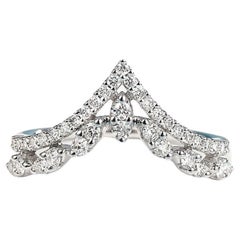 18K White Gold Mix Cut Diamond Ring in V Shape (Made to Order)