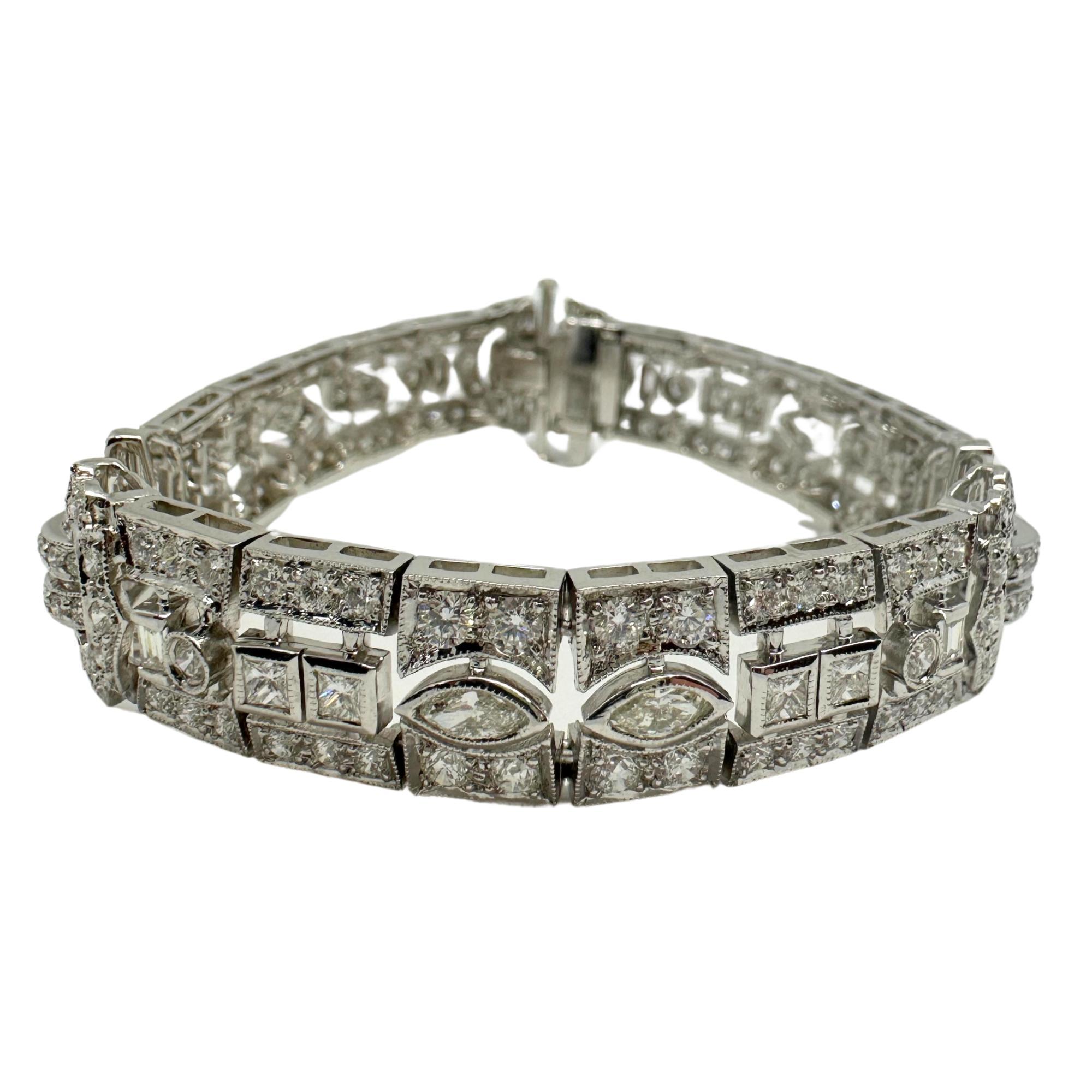 Taille mixte Bracelet en or blanc 18 carats avec diamants tailles mixtes en vente
