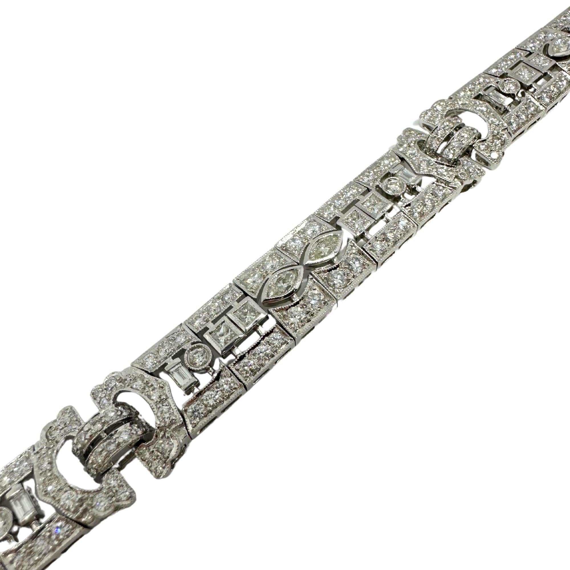 Bracelet en or blanc 18 carats avec diamants tailles mixtes en vente 2