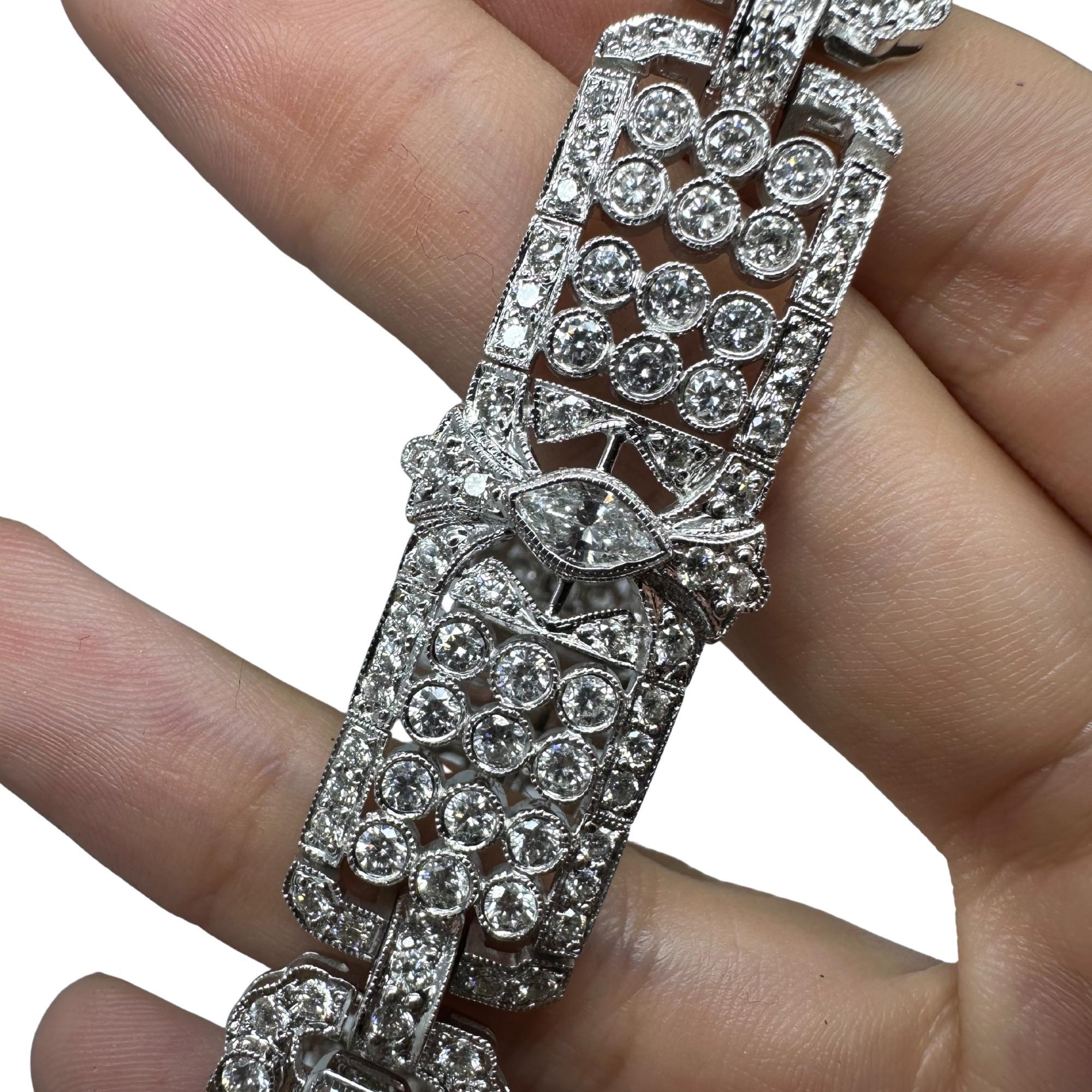 18K White Gold Mixed Cut Diamond Bracelet For Sale 4