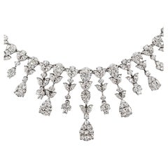 18k White Gold Mixed-Cut Diamond Fringe Necklace