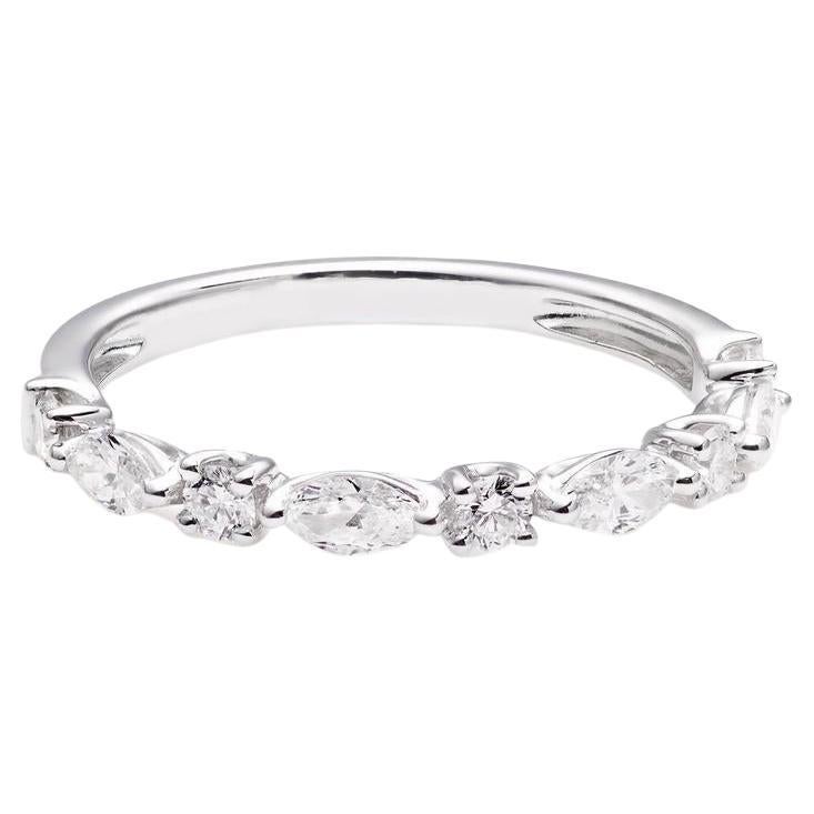 18K White Gold Mixed Cut Diamond Ring(Made to Order) For Sale