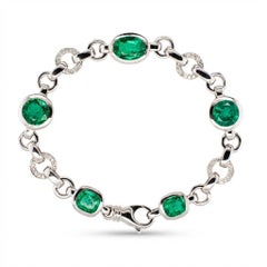 Armband aus 18 Karat Weißgold mit Smaragd und Diamant im Mischschliff