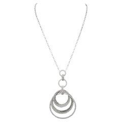 18k White Gold Modern Diamond Circles Pendant Necklace