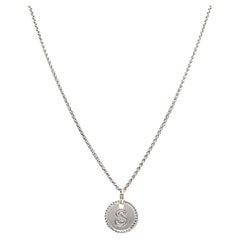 18k White Gold Monogram "S" Pendant Necklace