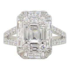 18k White Gold Mosaic Diamond Ring Made by EFFY