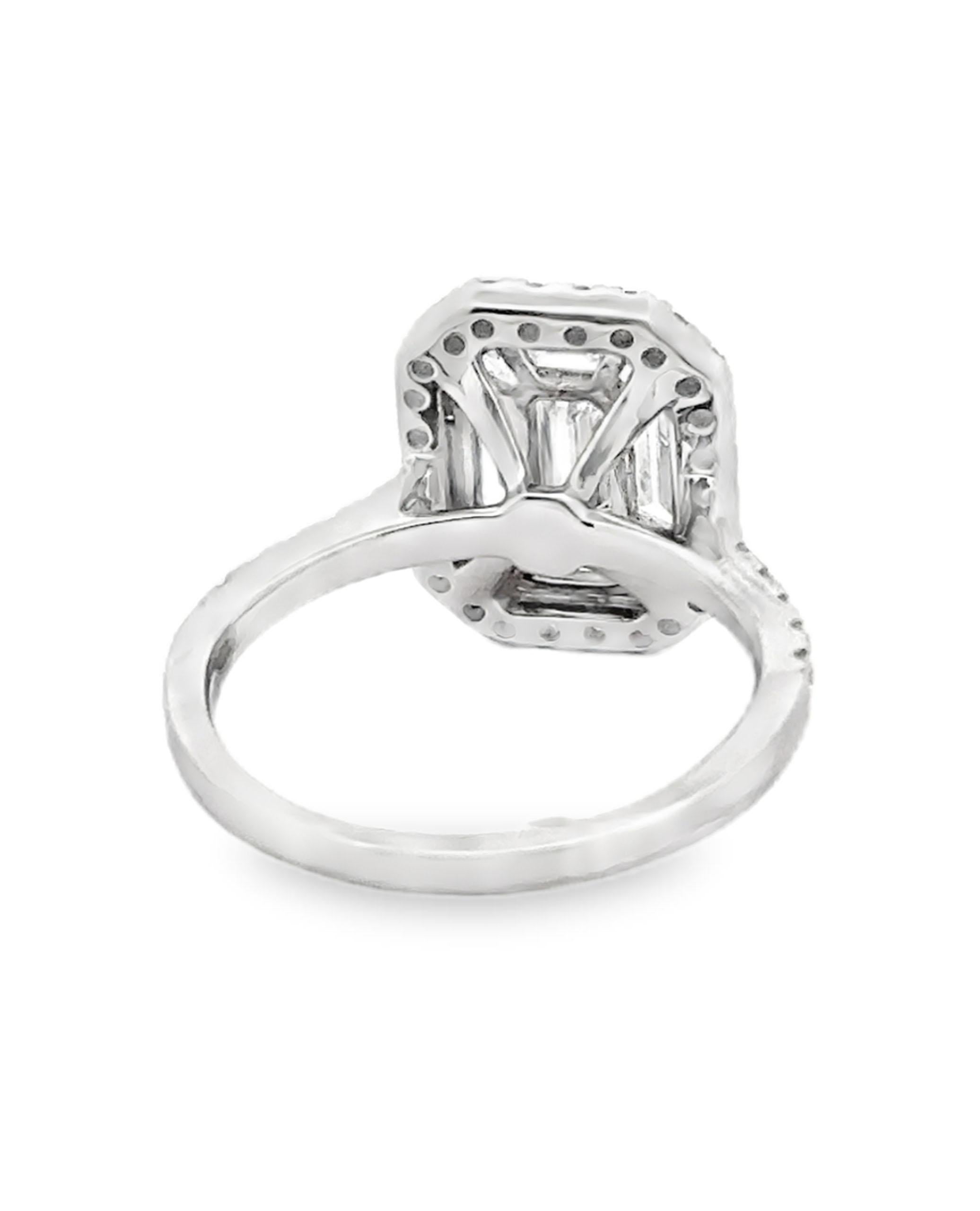18K Weißgold Mosaik Stil Halo Ring (Zeitgenössisch)