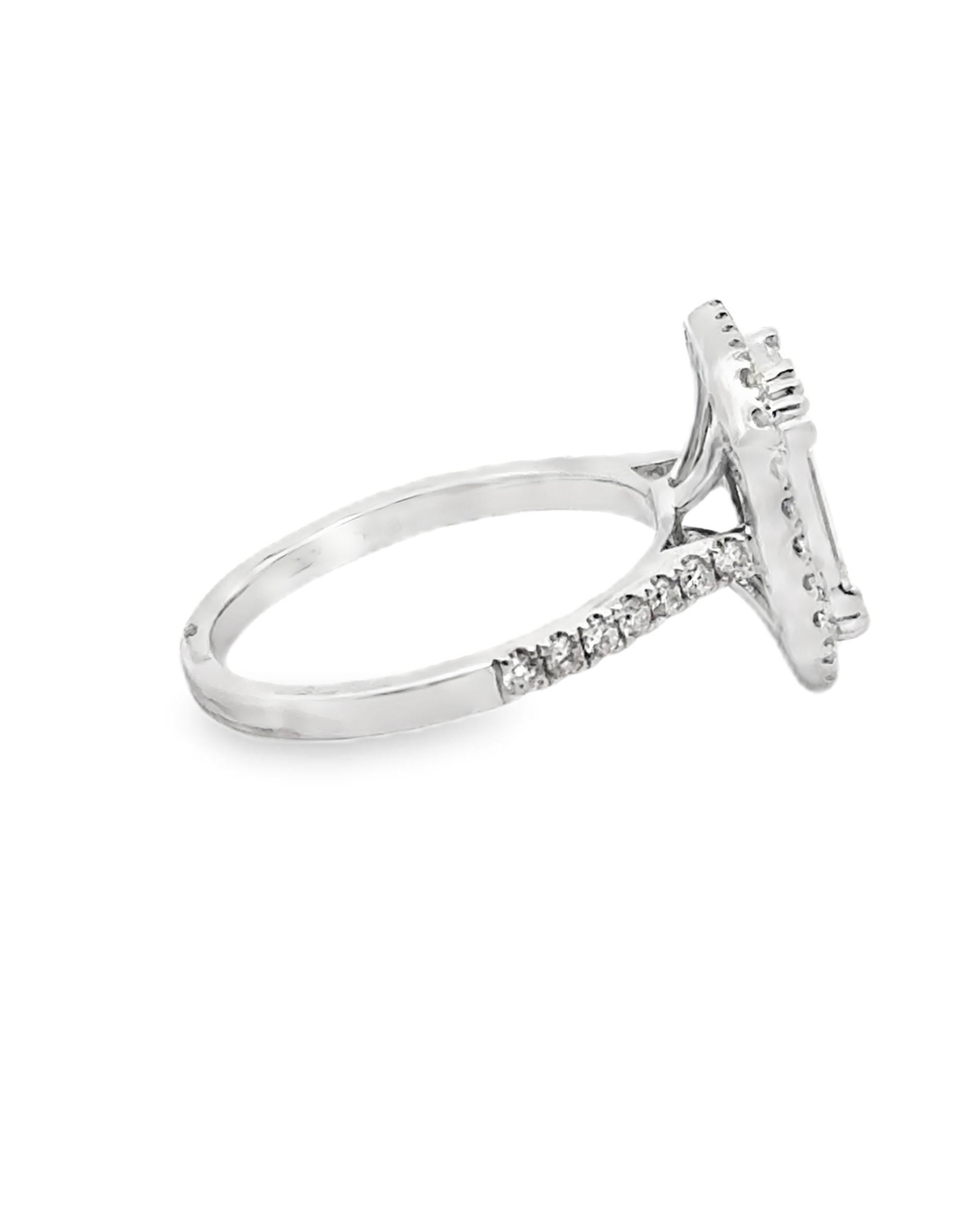18K Weißgold Mosaik Stil Halo Ring (Gemischter Schliff)