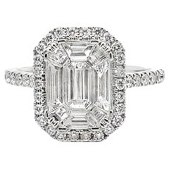 18K White Gold Mosaic Style Halo Ring