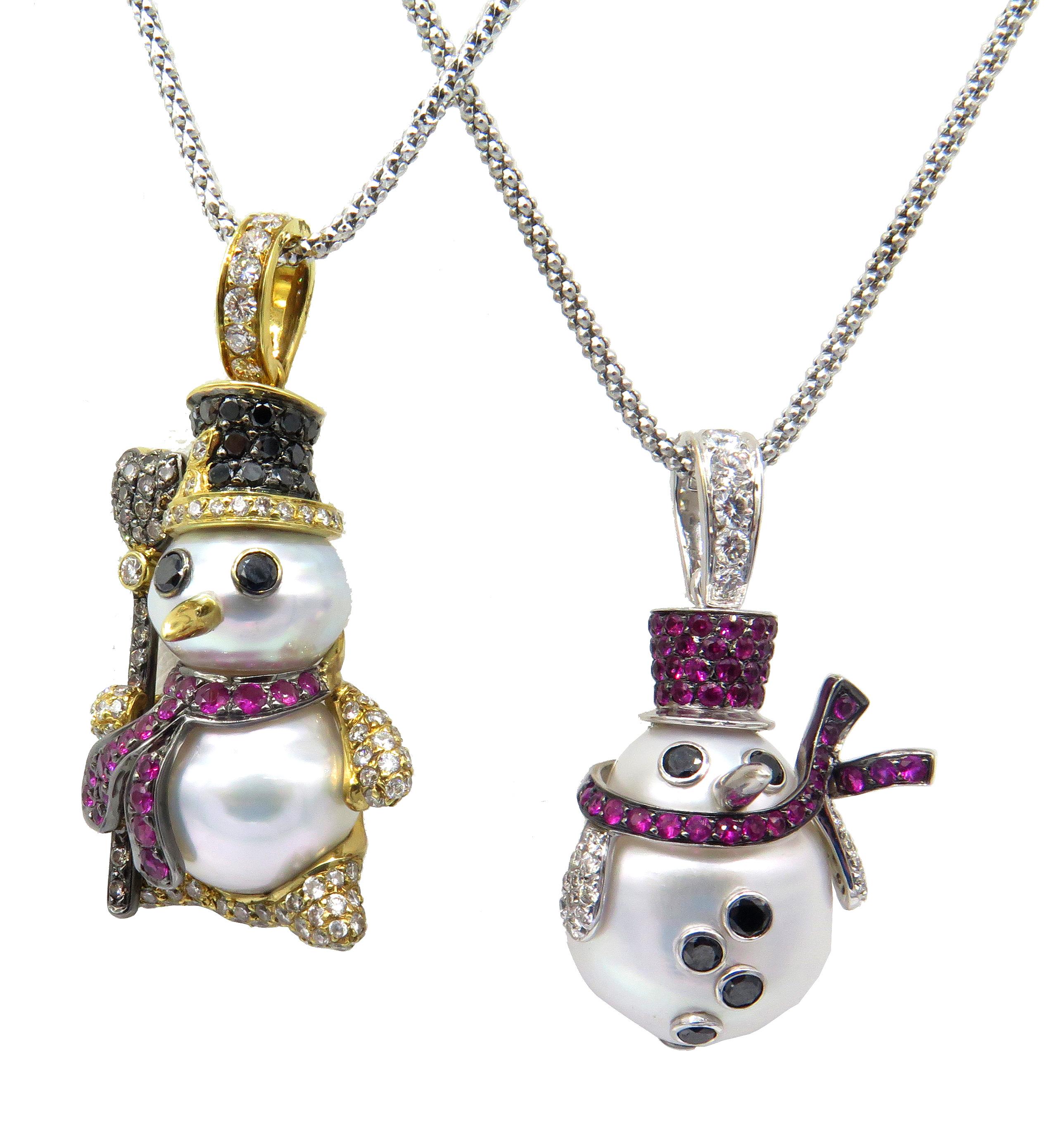 snowman necklace white gold