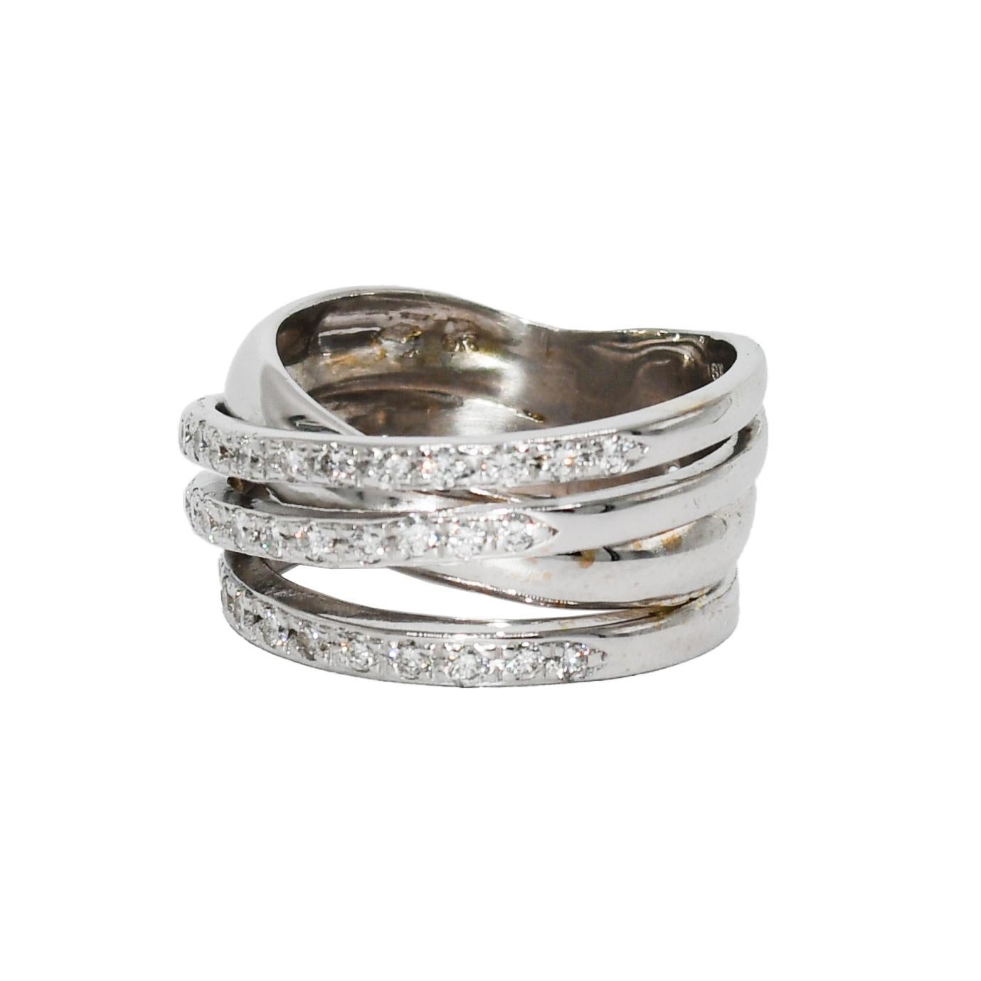 18K White Gold Multi-Band Diamond Ring 0.50ct For Sale 1