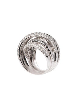 Bague multibandes en or blanc 18k avec diamants