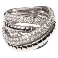 Bague multibandes en or blanc 18k avec diamants