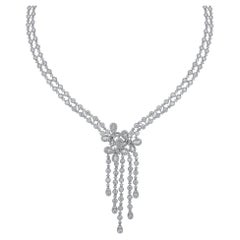 18K White Gold Multi Butterfly Double Strand 11.14 Carat Diamond Necklace