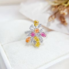 18K White Gold Multi-Color Diamond Ring