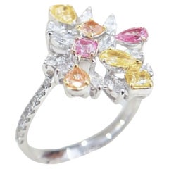 18K White Gold Multi-Color Diamond Ring