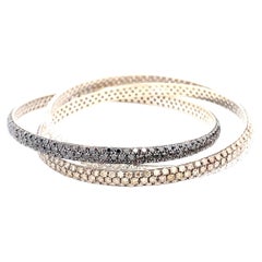 18K White Gold Multi- Color Diamond Triple Bangle Bracelet, 21.00 Carats