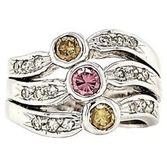 Bague de fiançailles en or blanc 18 carats avec diamants multicolores de 0,44 carat