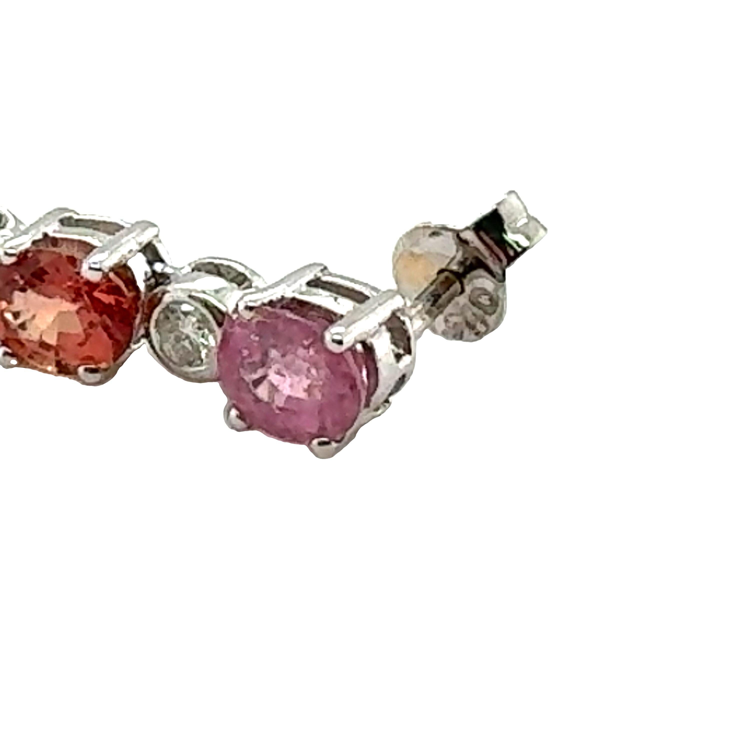 18K White Gold Multi-Color Sapphire and Diamond Earrings In Good Condition For Sale In Beverly Hills, CA