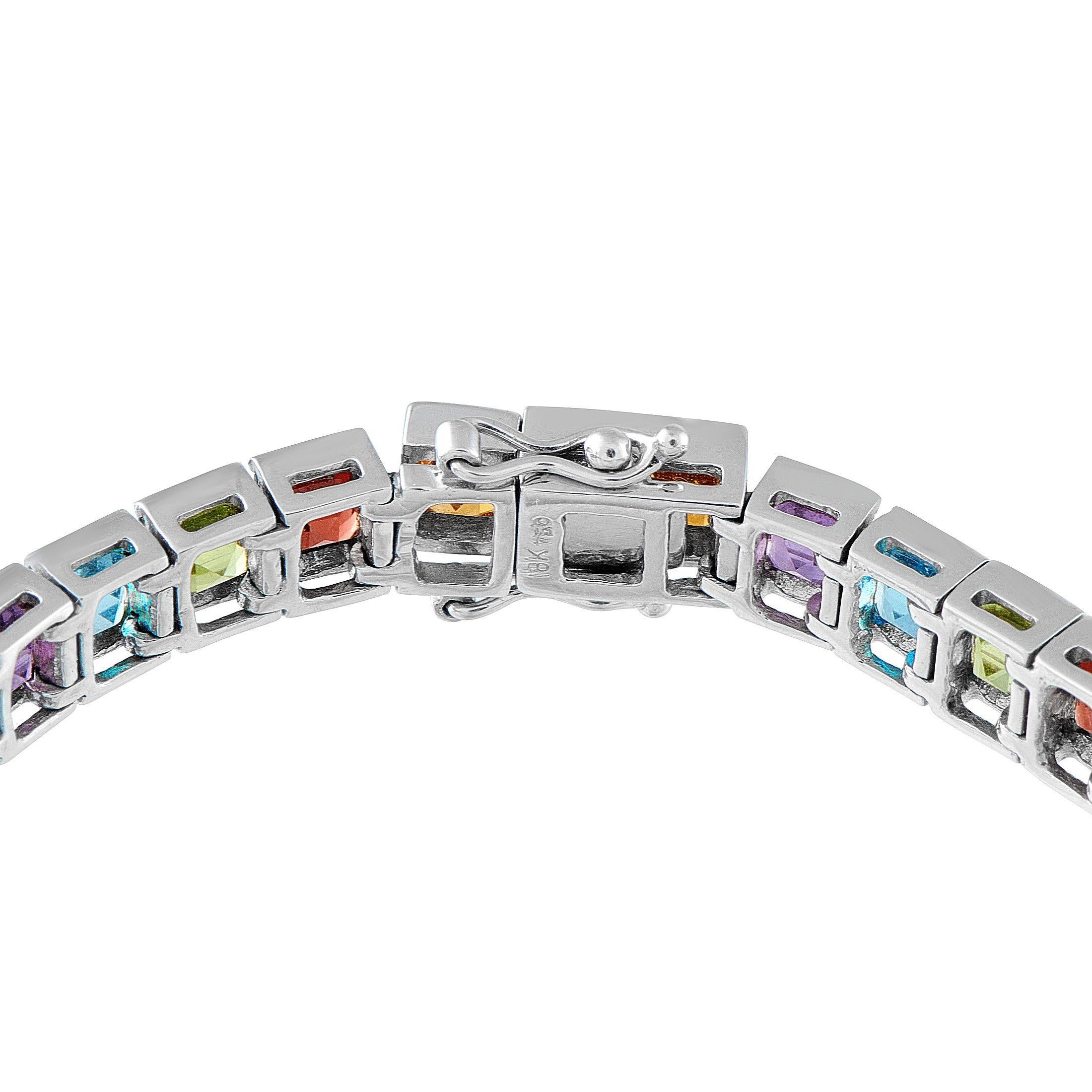 Taille mixte Bracelet en or blanc 18K composé de pierres précieuses multicolores MF11-072325 en vente