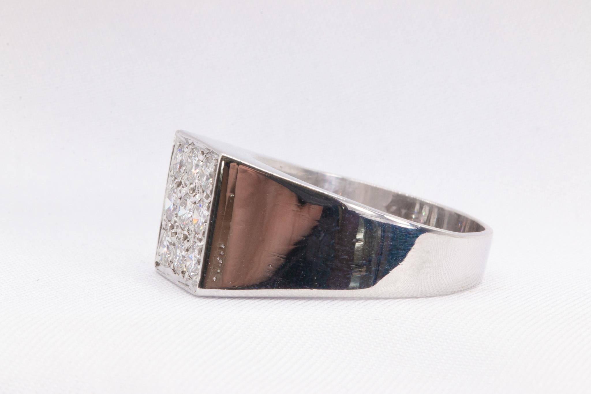 Multi-Row Diamond Ring in 18k White Gold  

Elevate your style with this chic multi-row diamond ring, featuring three rows of sparkling G-H color, VS clarity diamonds with an approximate total weight of 0.55 carats. Crafted in 18k white gold, this