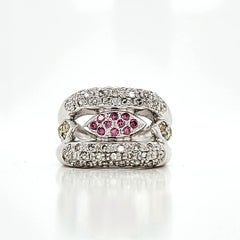 18k White Gold Multi-Gemstone Engagement Ring Cts 1.01