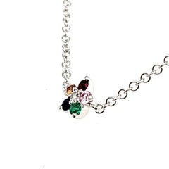 Pulsera Flor Oro Blanco 18k Multi-Gemstones Cts 0.12 y Diamante Redondo