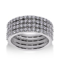 18k White Gold Multi-Row Diamond Band