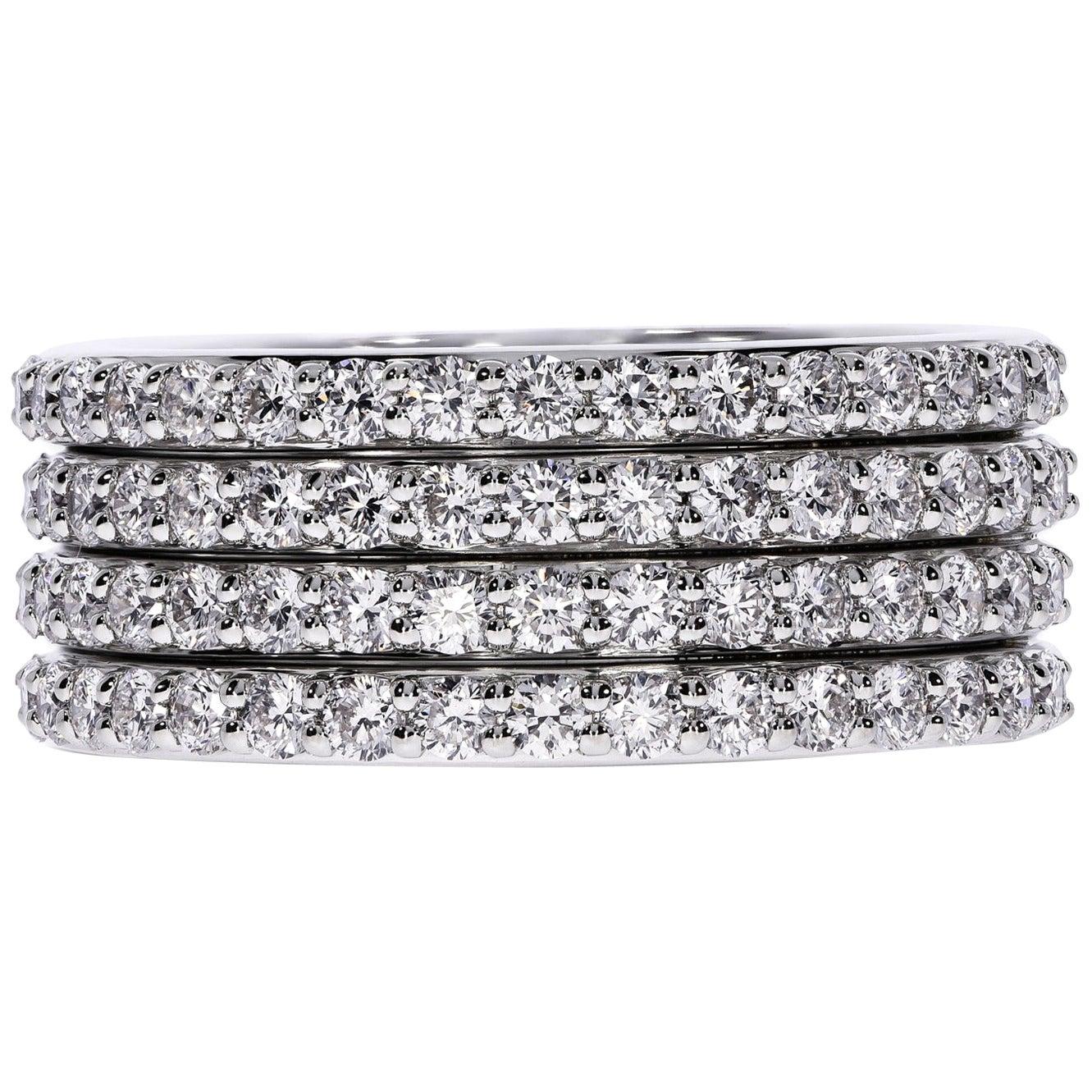 For Sale:  18k White Gold Multi-Row Diamond Band