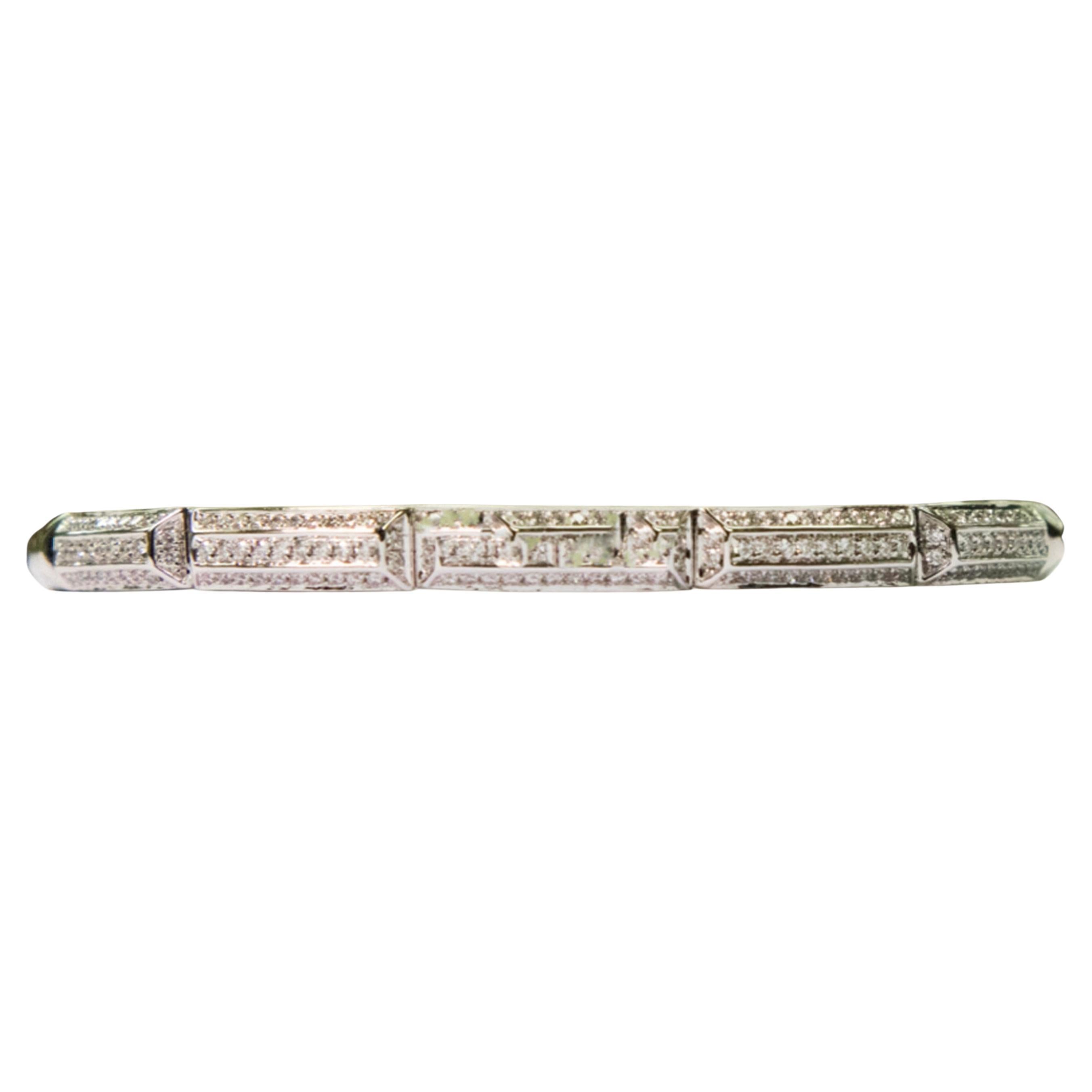 18K White Gold Multi-Row Diamond Bangle with Natural Diamonds IdunnCollection