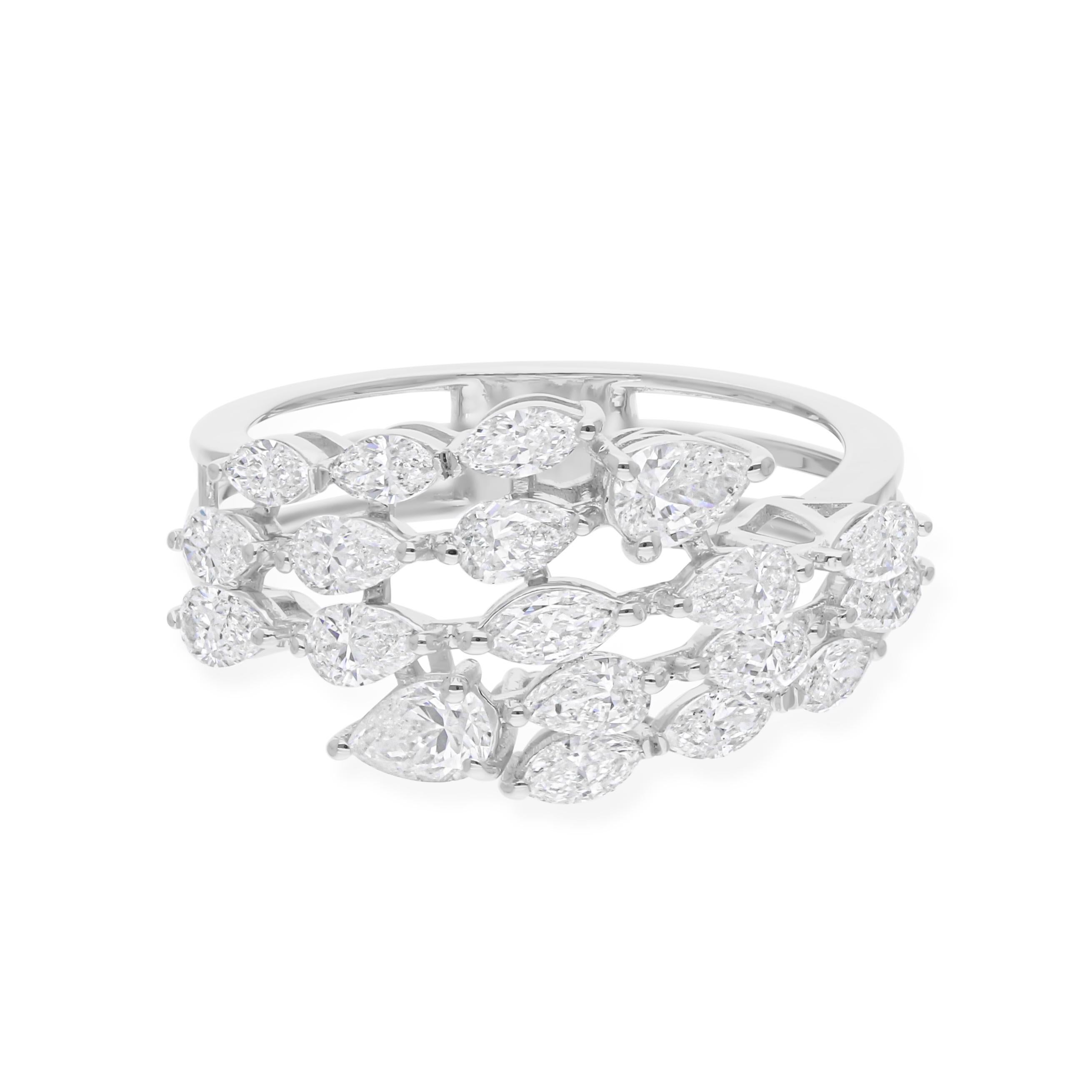 En vente :  Or blanc 18k Multi-Row Pear Cluster Wedding Ring Fine Jewelry Bridesmaid Gift 8